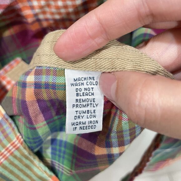 Polo Ralph Lauren Men XL Plaid Button-Front Shirt Green Orange Purple Madras - Picture 5 of 6